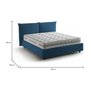 Letto matrimoniale Cristyn, Letto contenitore con rivestimento in tessuto, 100% Made in Italy, Apertura frontale, con materasso Cm 160x200 incluso, Blu