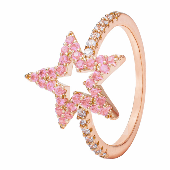 Anello U.S. Polo Assn. In metallo dorato rosa con stella e cristalli