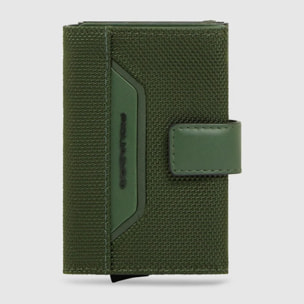 Piquadro Portacarte automatico in metallo e pelle, schermato con protezione RFID