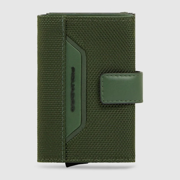 Piquadro Portacarte automatico in metallo e pelle, schermato con protezione RFID