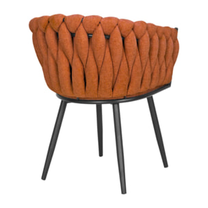 Chaise en tissu maille tressé matelassé avec accoudoirs - MELODIE 2