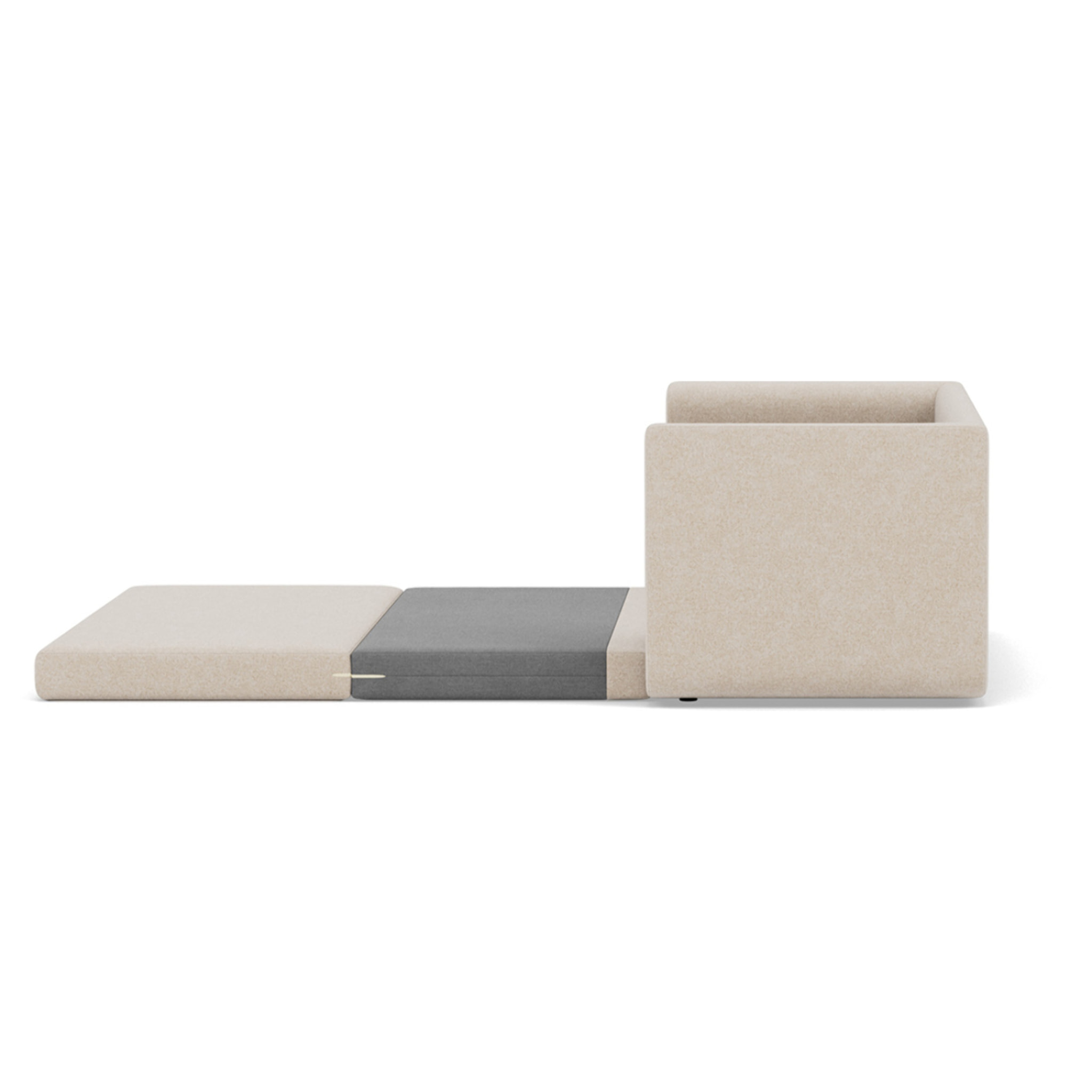 Isana - Canapé 2 places convertible déplimousse avec accoudoirs incurvés en tissu - Beige