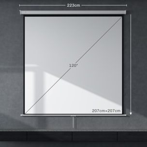 Pantalla de Proyector Manual 120 Pulgadas Pantalla de Proyección Portátil Formato 1:1 Ángulo de Visión de 160° para Interior y Exterior Cine en Casa Patio 207x207 cm Blanco