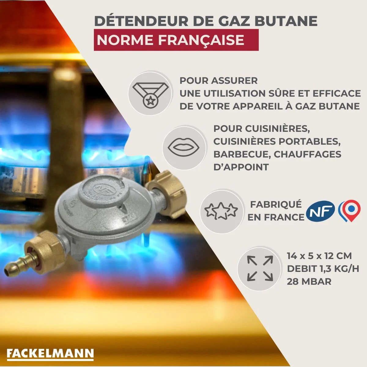 Détendeur butane avec limitateur de débit Fackelmann