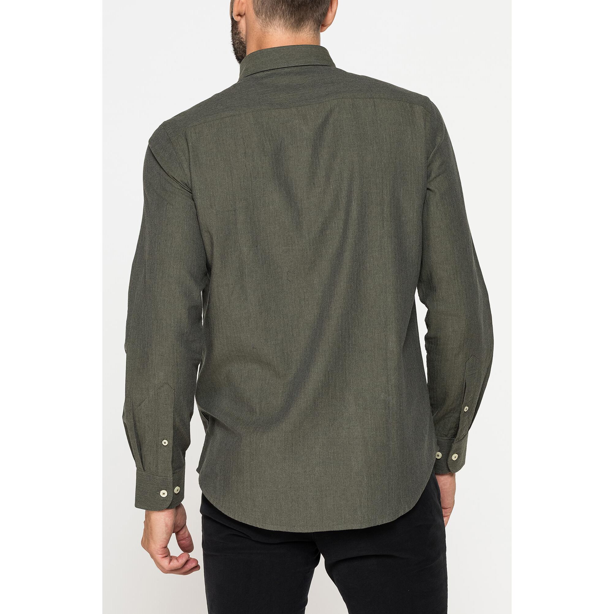 CAMICIA DI FLANELLA IN COLORI TINTA UNITA CON TASCHINO