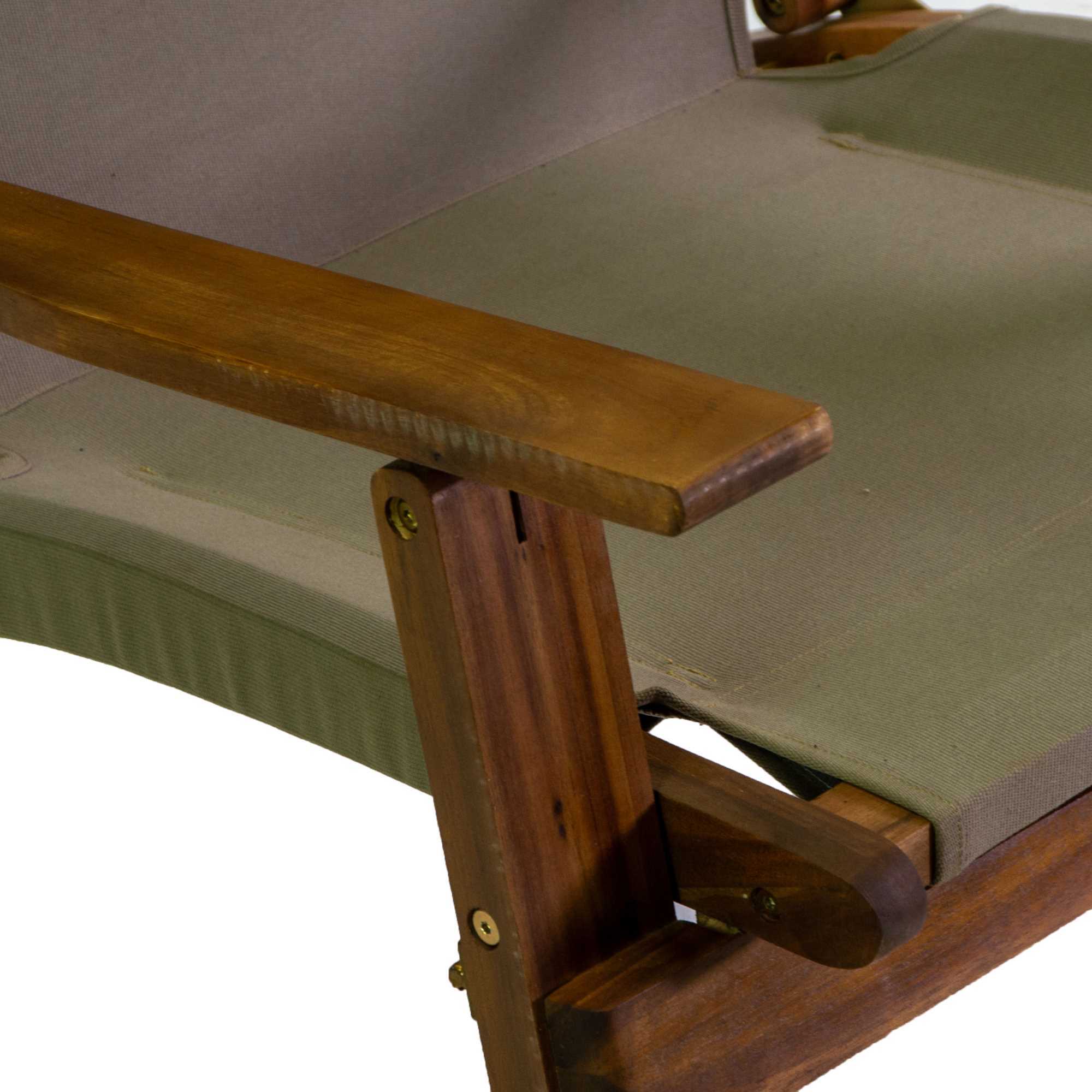 Salotto Diane Vacchetti in legno 2 posti con tessuto verde militare