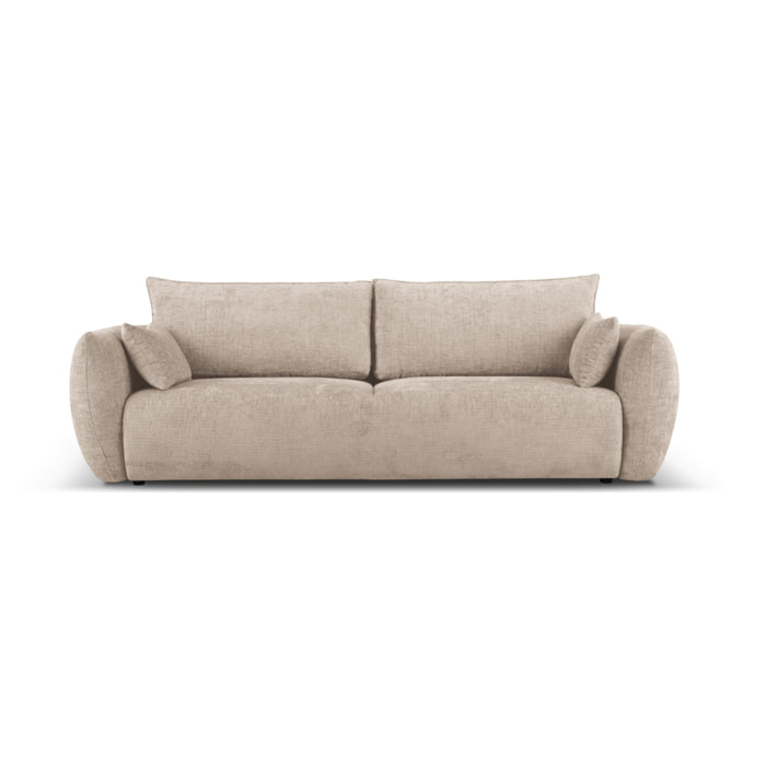 Canapé convertible avec coffre de rangement "Matera" 3 places en chenille beige