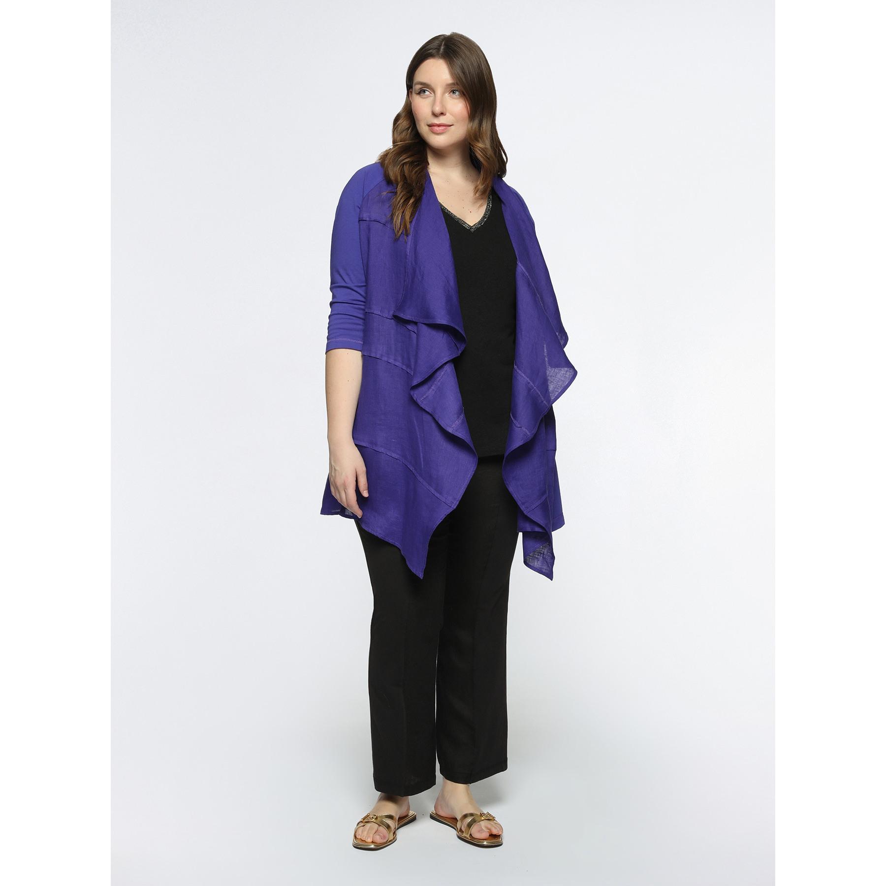 Fiorella Rubino - Blusa aperta in lino e cotone - Viola