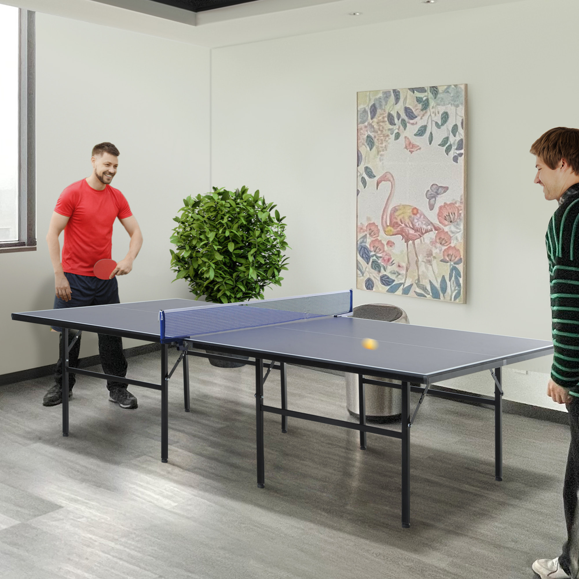 Mesa de Ping Pong Plegable Acero MDF 152,5x274x76cm Azul