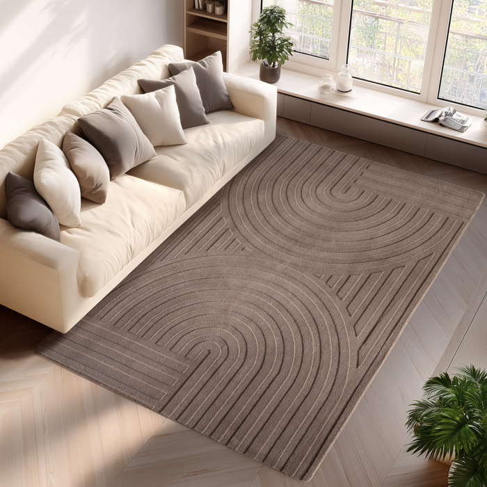 LENNY - Tapis de salon beige au design géométrique