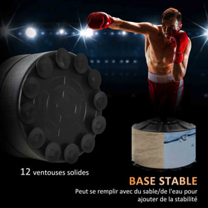 Sac de frappe boxe autoportant punching ball brunier 3 en 1 revêtement synthétique dim. 88L x 50l x 160-230H cm rouge