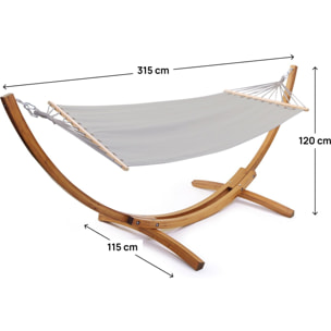 Hamac bois avec toile en coton "Dallas" - 3 m - Gris