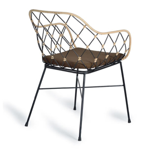 Silla de Rattan Natural 56 Cm Estilo Mediterráneo
