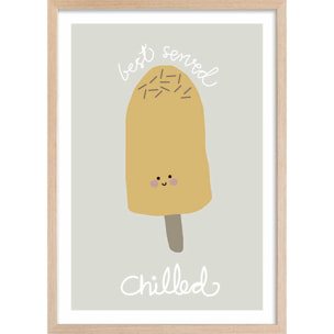 Affiche enfant glaces Affiche + cadre en bois - Chêne
