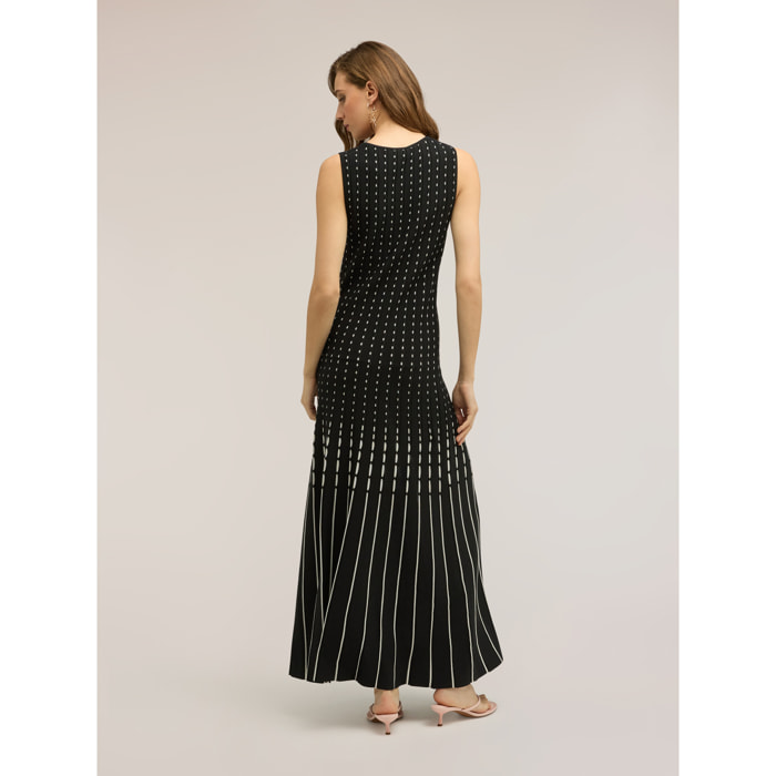 Motivi - Vestido largo plisado de punto - Negro