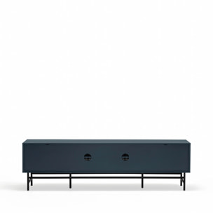Mueble de televisión Punto 2 puertas y 2 cajones verde oscuro y negro