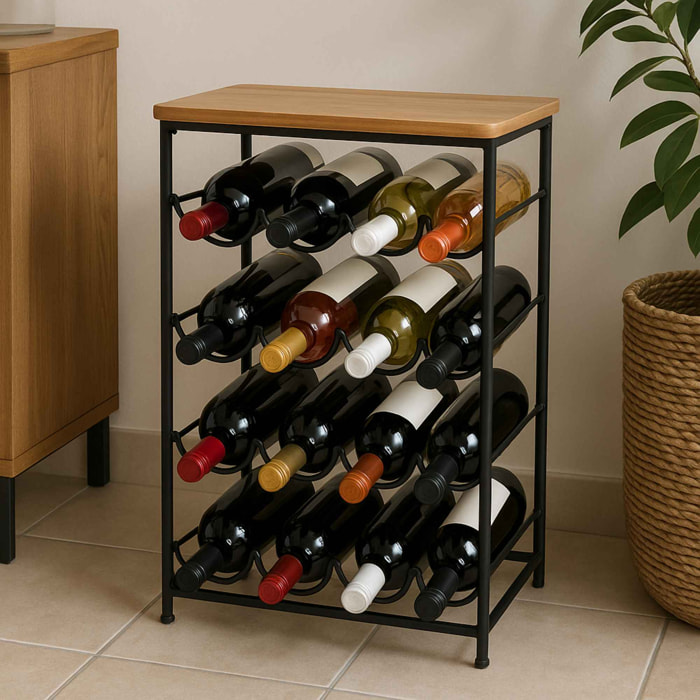 Botellero compacto y ligero de 40x26x60cm - Organizador elegante para exhibir botellas