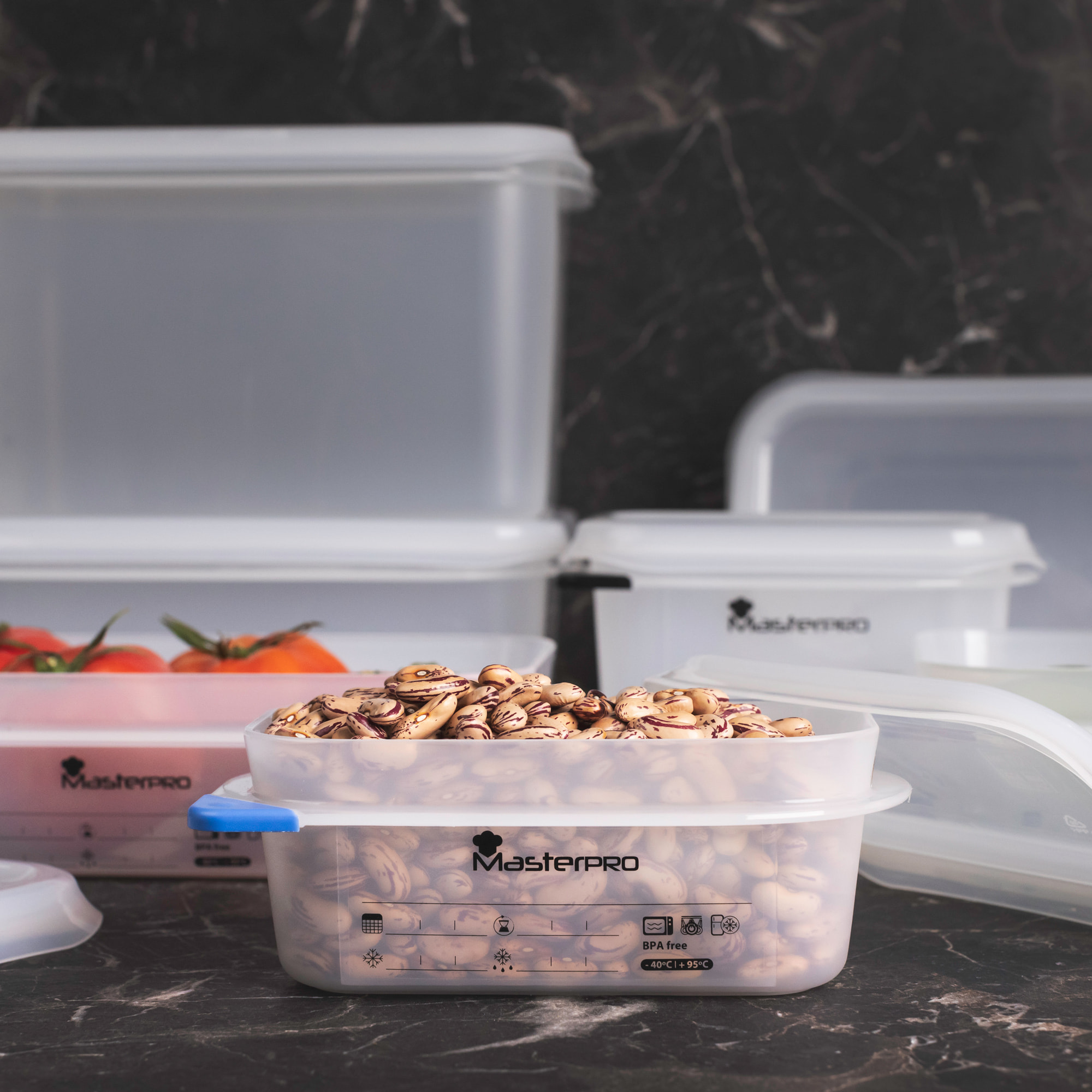 Pack 6 fiambreras hermeticas 2,8 litros Masterpro colección Foodies