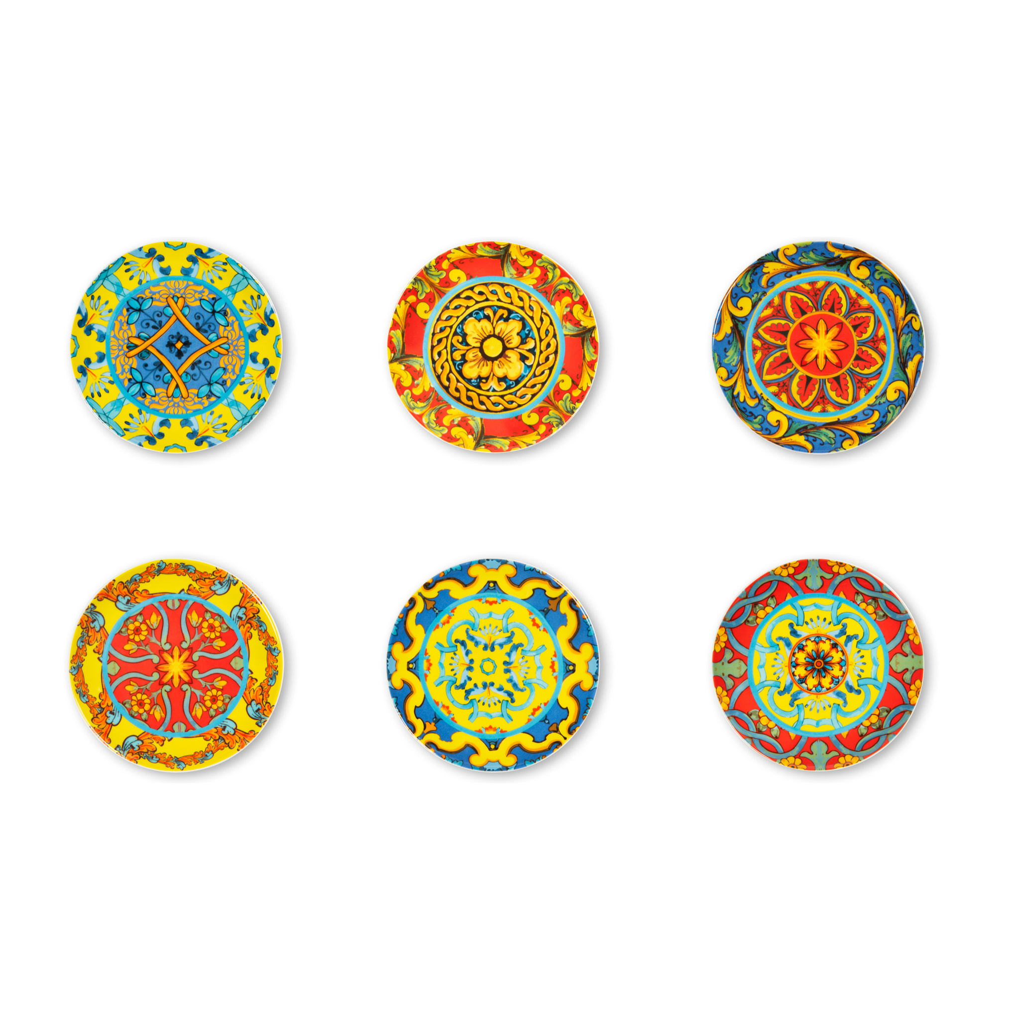 Set de 6 assiettes apéritif en porcelaine Excelsa – Trinacria, Multicolore