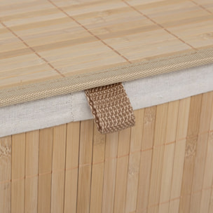 Panier à linge double 100L en bambou - Marron Clair