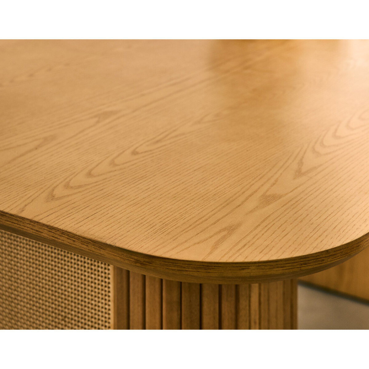 Milazzo - table à manger - bois plaqué chêne et cannage - 180 cm - Bois