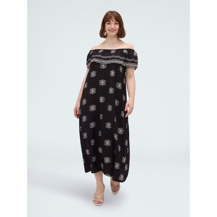 Fiorella Rubino - Vestito Chill off-shoulder in viscosa - Nero