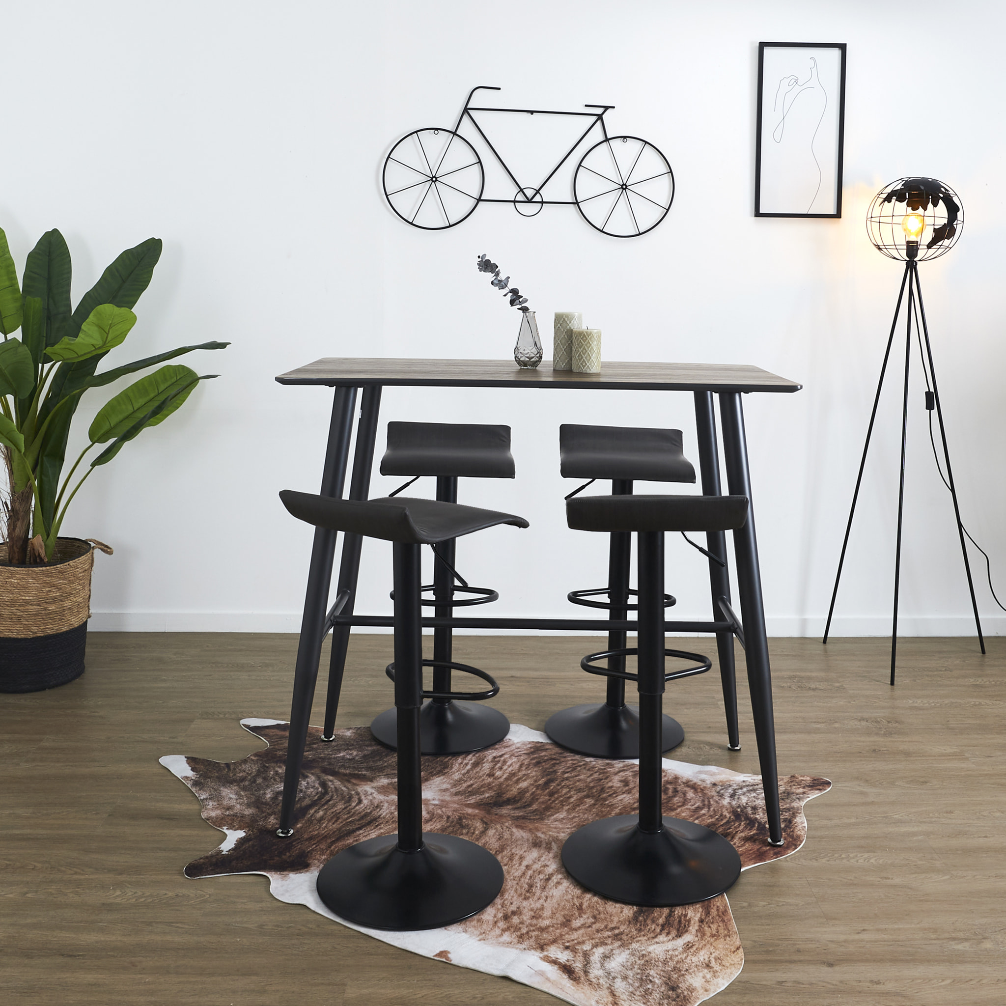 Tabouret De Bar Reglable Dante - Lot De 2