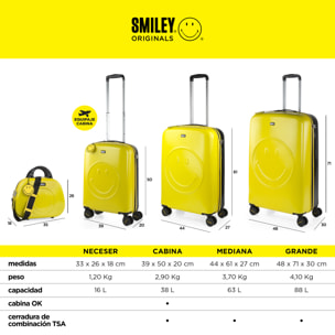 Juego De Maletas Pc Smiley Originals Smiley Originals Amarillo-Negro