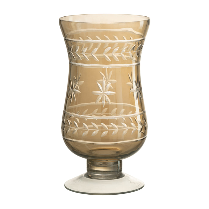 J-Line photophore Moderne Tige Etoile - verre - gris - 22 cm de hauteur