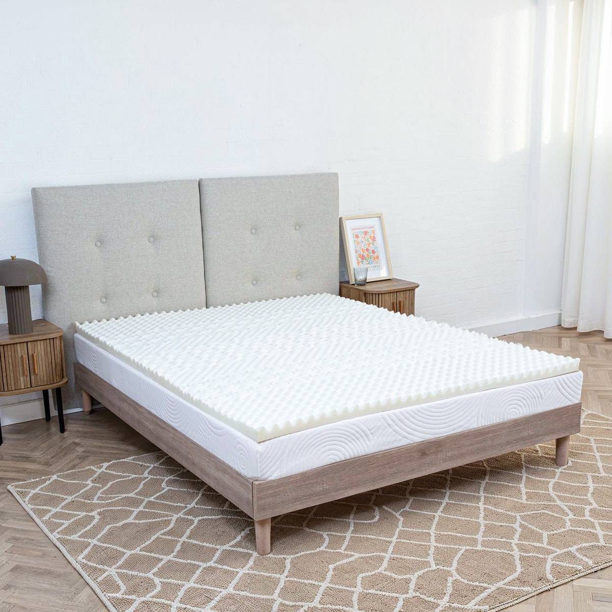 Surmatelas Nuage, 4 cm, Mémoire de Forme Haute Densité, 7 Zones de Confort, Bonne Indépendance de Couchage, Fabrication Française