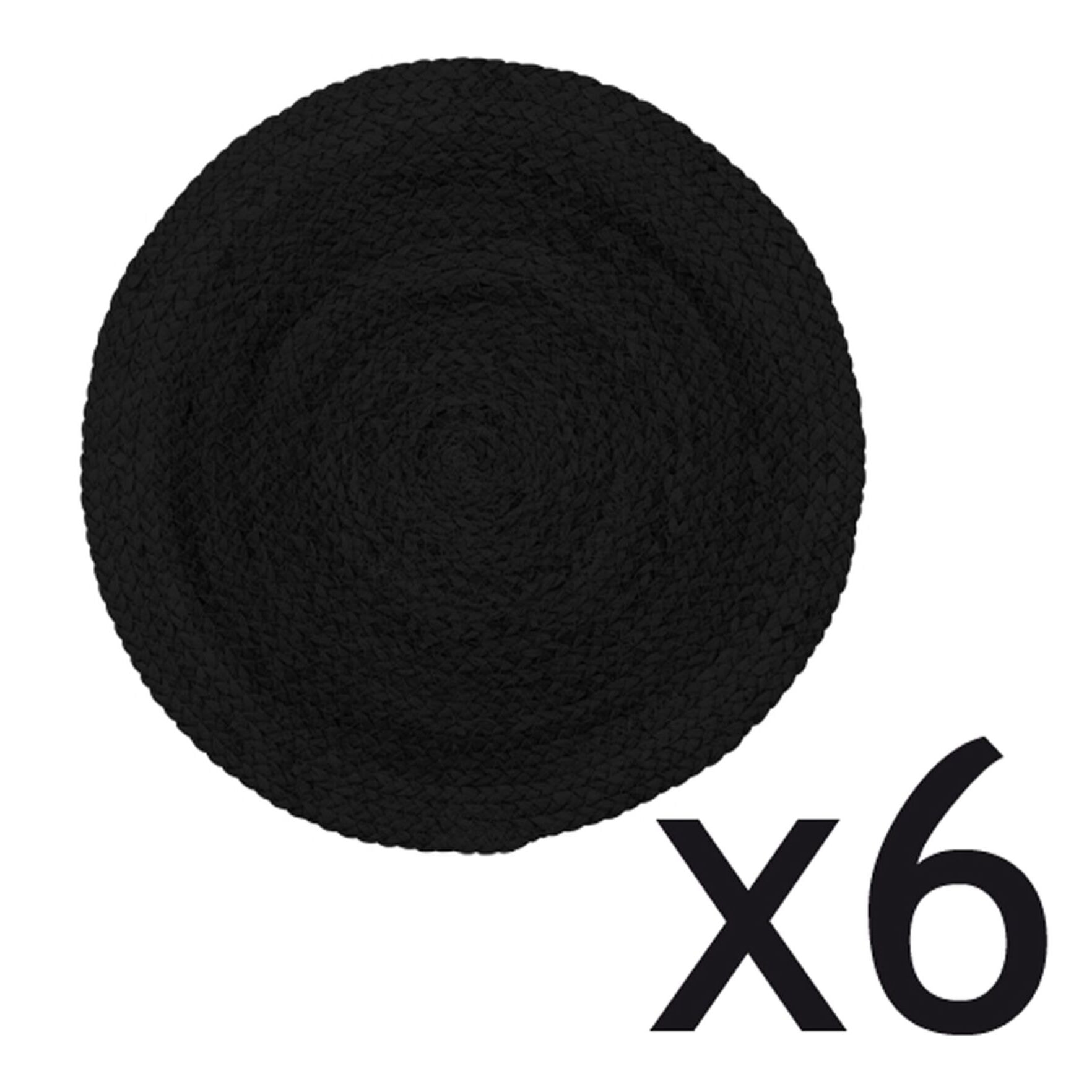 LOT DE 6 SETS DE TABLE NOIR ROND 38 CM MALI