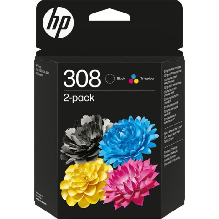 Cartouche d'encre HP Pack de 2 Originales 308 (Noir + Cyan/Magenta/Jaune) - 7N0W8AE