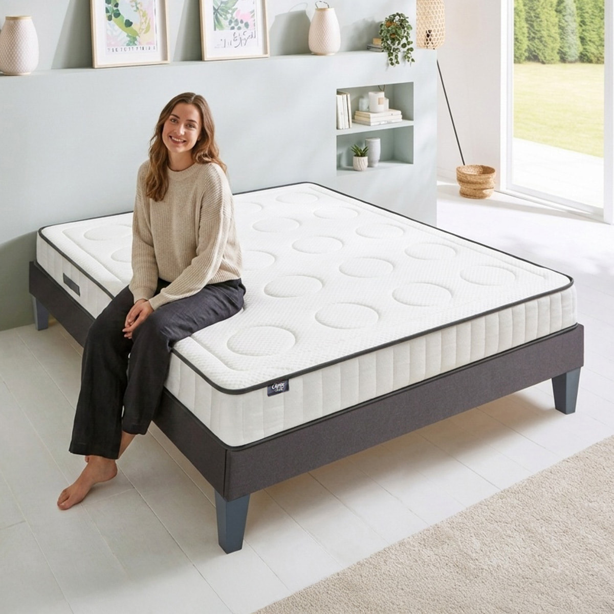 Matelas Cristal, Mémoire de Forme, 18 cm, Soutien Ferme, Mousse Recyclée Haute Densité