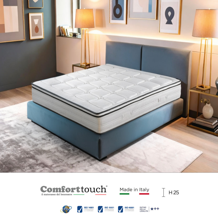 "Velvet" H25 cm 160x200 coppia guanciali Memory OMAGGIO 2cm memory foam