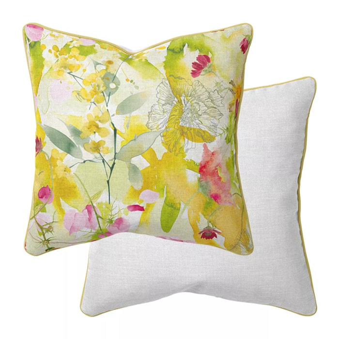 Taie d'oreiller percale de coton lavé 115 g/m² imprimé rose vert Souffle fleuri printemps