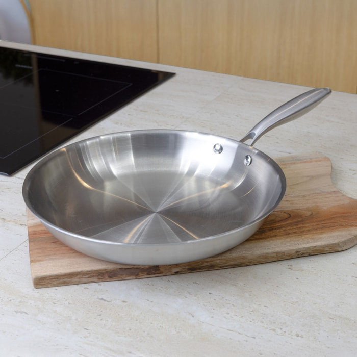 Poêle en acier inoxydable 30cm - tous feux TRINOX