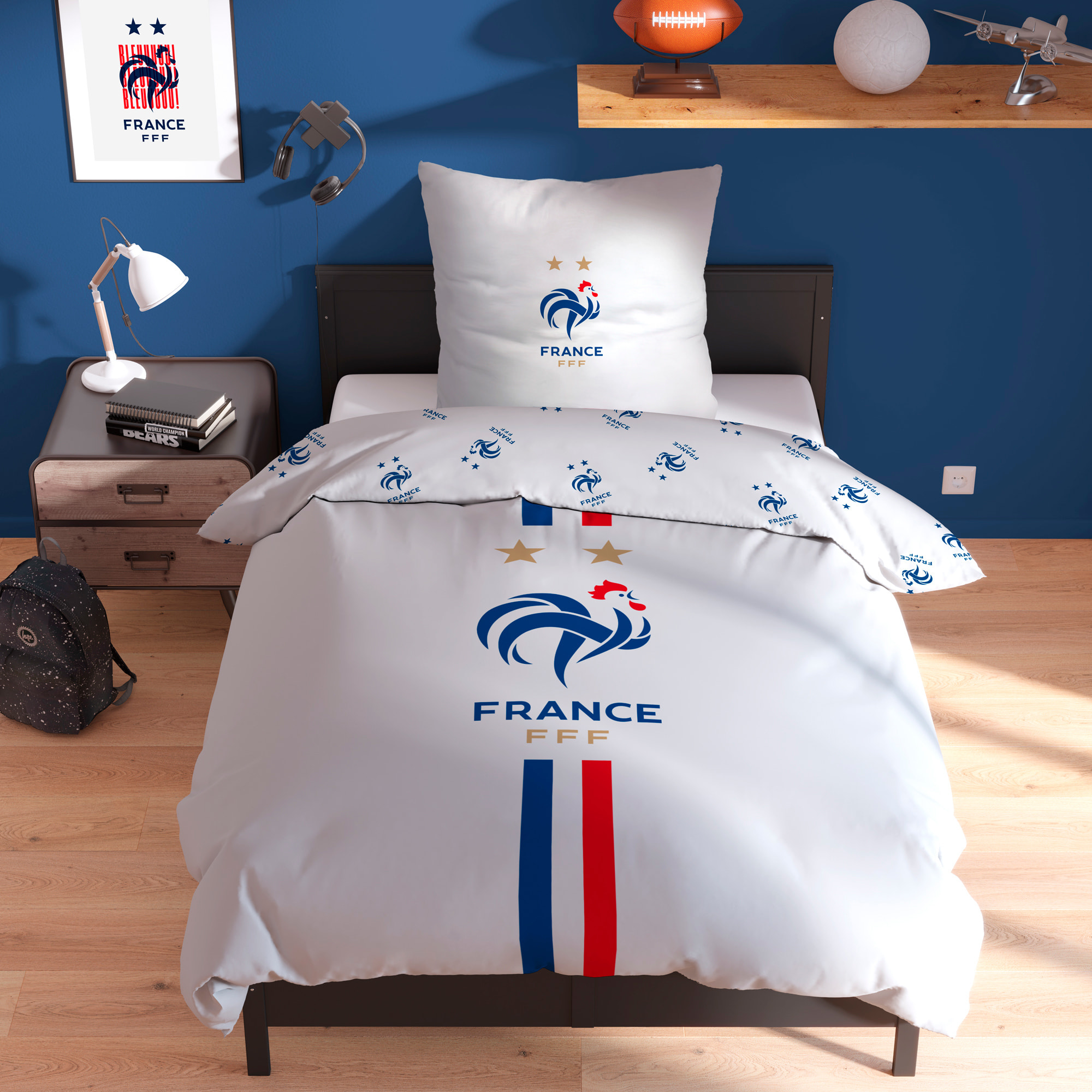 Parure de lit imprimée 100% coton, FFF CLASSIC
