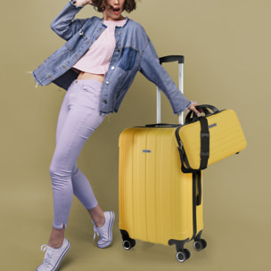 Trolley Mediano 60 Cms  Y Neceser Itaca Diamond Amarillo