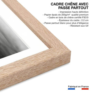 Poster tente de plage, 528 Affiche + cadre en bois - Chêne