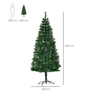 árbol de Navidad 180cm Artificial Pino con Adornos Decorativos 48 Pcs y Soporte Metálico Color Verde árbol Realista para Decoración Navidad