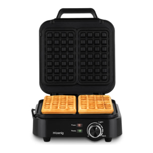 Gofrera compacta H.Koenig, 2 placas 8,5 x 14,5 cm, 1200 W, negra