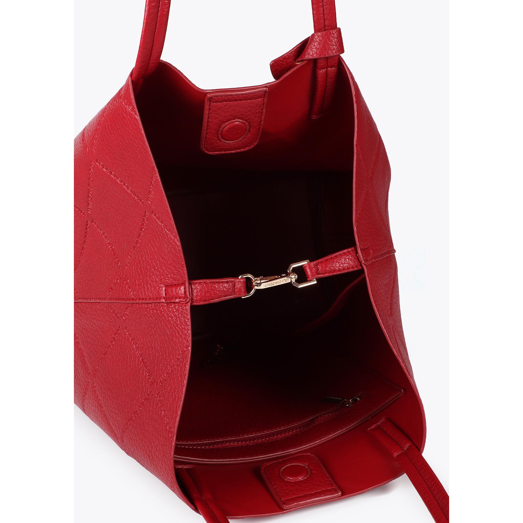 Shopper effetto pelle monogramma con logo ovale pendente