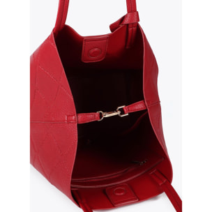 Shopper effetto pelle monogramma con logo ovale pendente