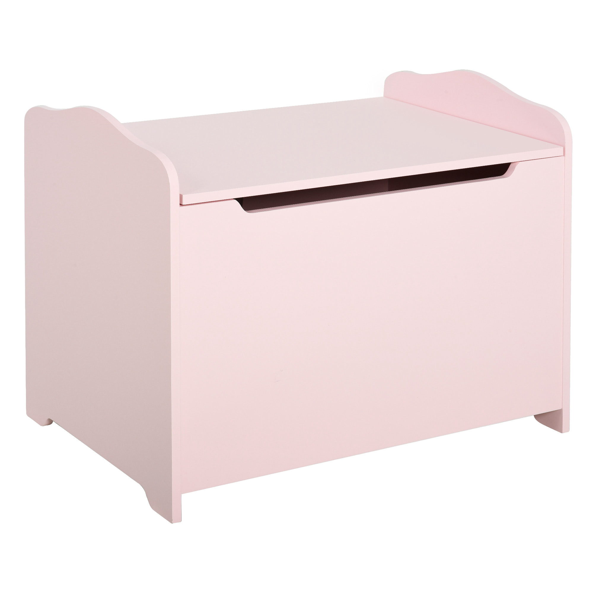 Coffre malle de rangement coffre à jouets dim. 60L x 40l x 48H cm vérin pneumatique MDF rose