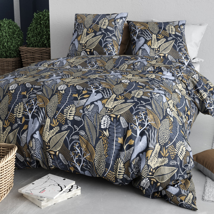 Parure housse de couette imprimée 240x260cm + 2 Taies 100% coton 57fils EMALI