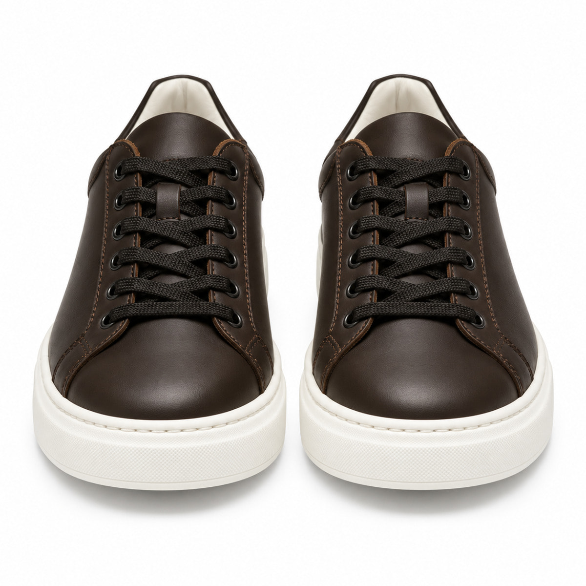 Sneakers stringate in vera pelle