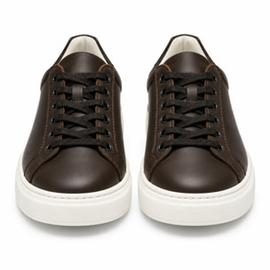 Sneakers stringate in vera pelle