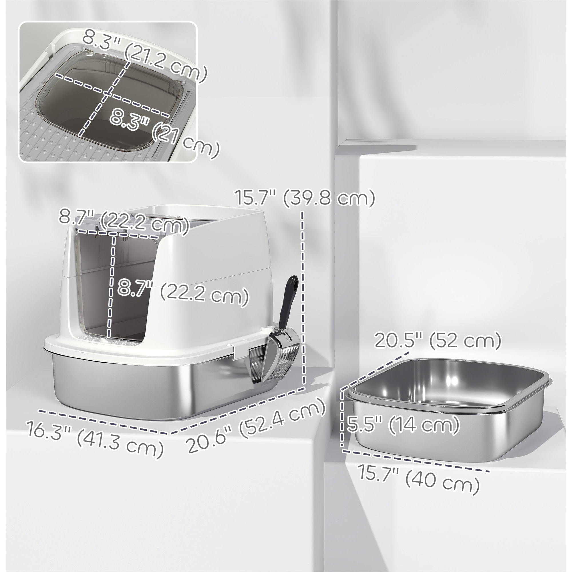 Maison de toilette fermée bac acier inox filtre désodorisant pelle porte trappe
