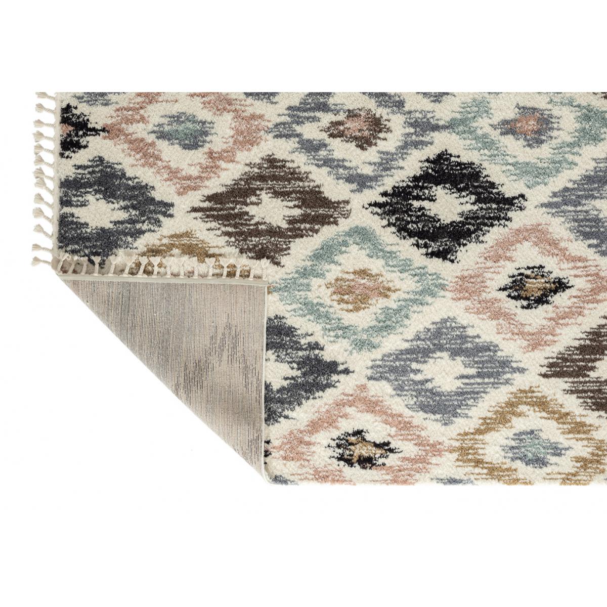 Delya - tapis berbère coloré à poils longs en laine artificielle, multicolore