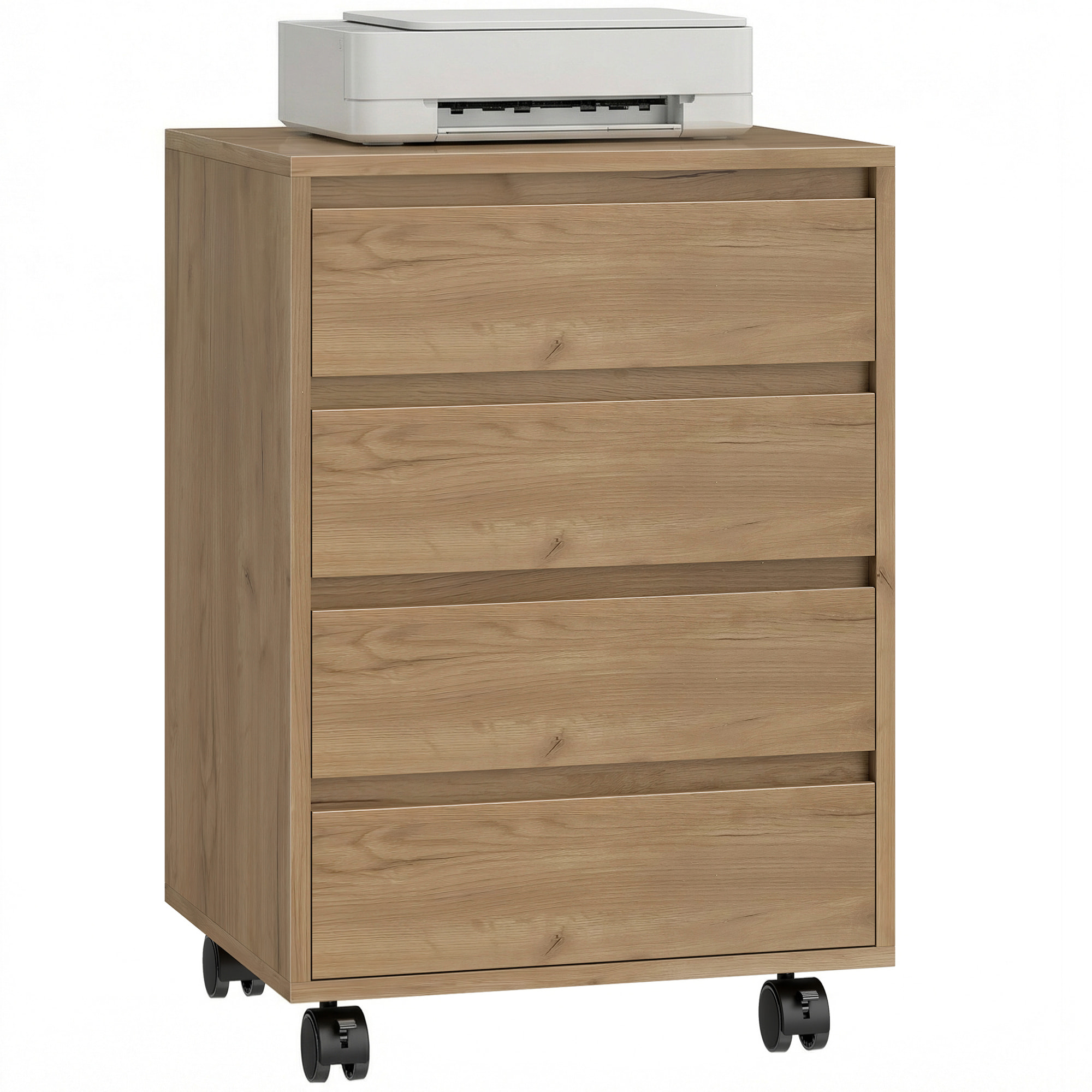 Cajonera de Oficina con 4 Cajones Cajonera de Escritorio con Ruedas Archivador Móvil para Estudio 46x40x65 cm Marrón